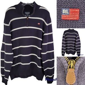 Vintage 90s Polo Ralph Lauren Jeans Co. Quarter Zip Flag Men’s XL Navy Striped